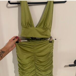 Green two piece mini body on dress